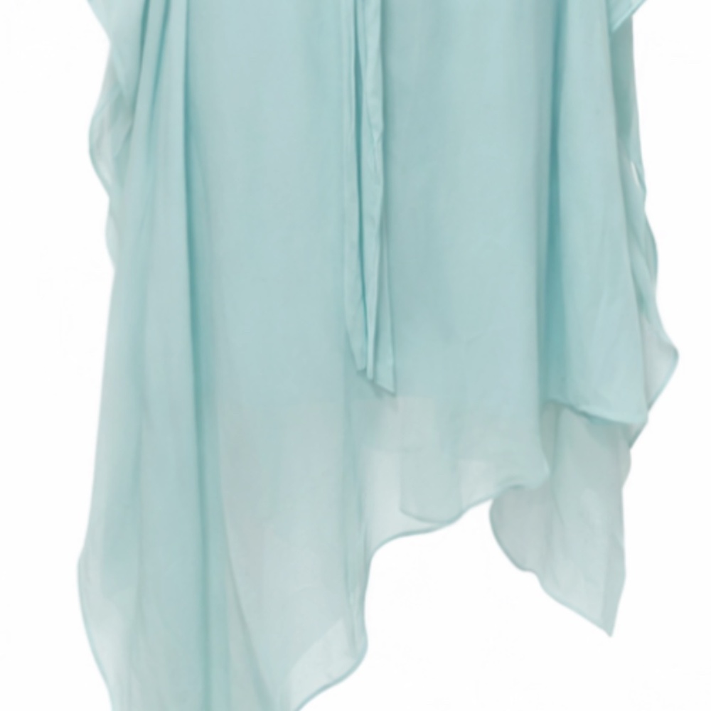 BCBGMAXAZRIA Suzy Draped Asymmetric Mint Green Aqua Silk Dress - Picture 14 of 14